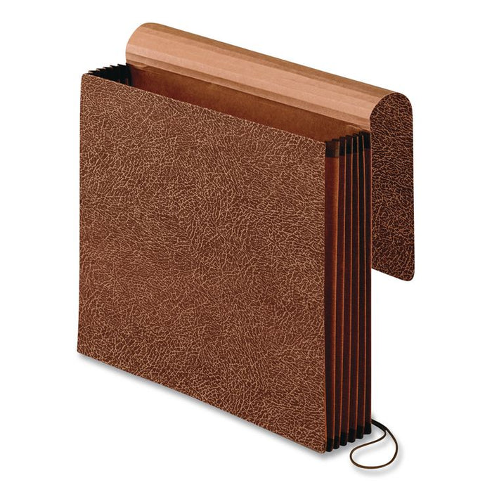 Premium Reinforced Expanding Wallet, 5.25" Expansion, 1 Section, Elastic Cord Closure, Letter Size, Red Fiber
