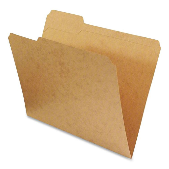 Dark Kraft File Folders with Double-Ply Top, 1/3-Cut Tabs: Assorted, Letter Size, 0.75" Expansion, Brown, 100/Box