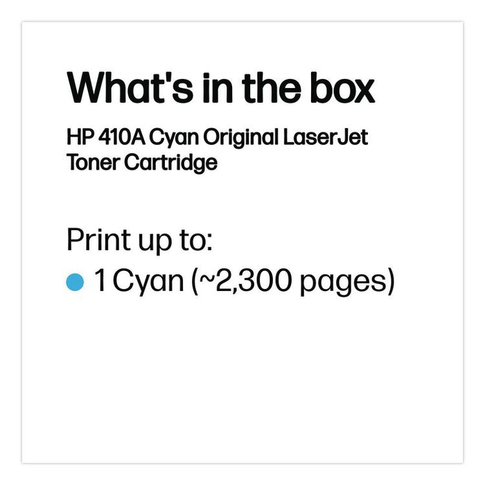 HP 410A, (CF411A) Cyan Original LaserJet Toner Cartridge