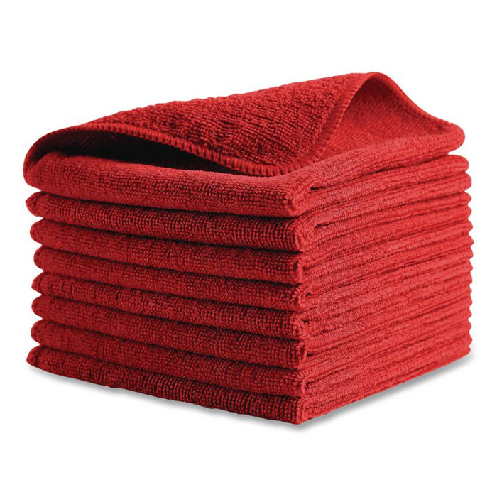 Microfiber Cleaning Cloths, 16 x 16, Red, 24/Pack