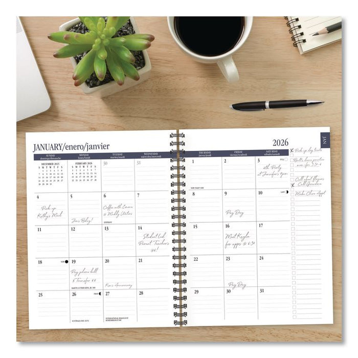 Black Weekly/Monthly Planner, 8.5 x 6.5, Black Cover, 12-Month (Jan to Dec): 2026