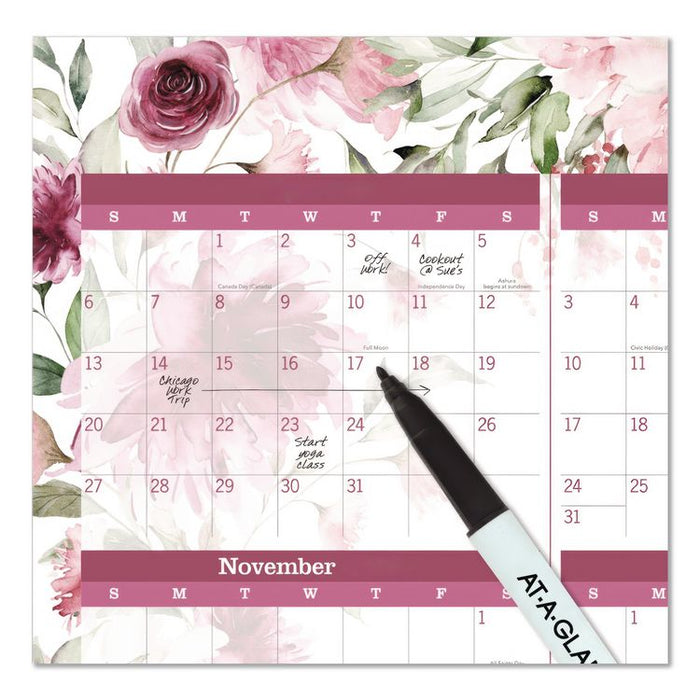 Badge Floral Academic/Calendar Year Wall Calendar, 24 x 36, 12-Month: (Jul 2025 to Jun 2026)/12-Month: (Jan 2026 to Dec 2026)