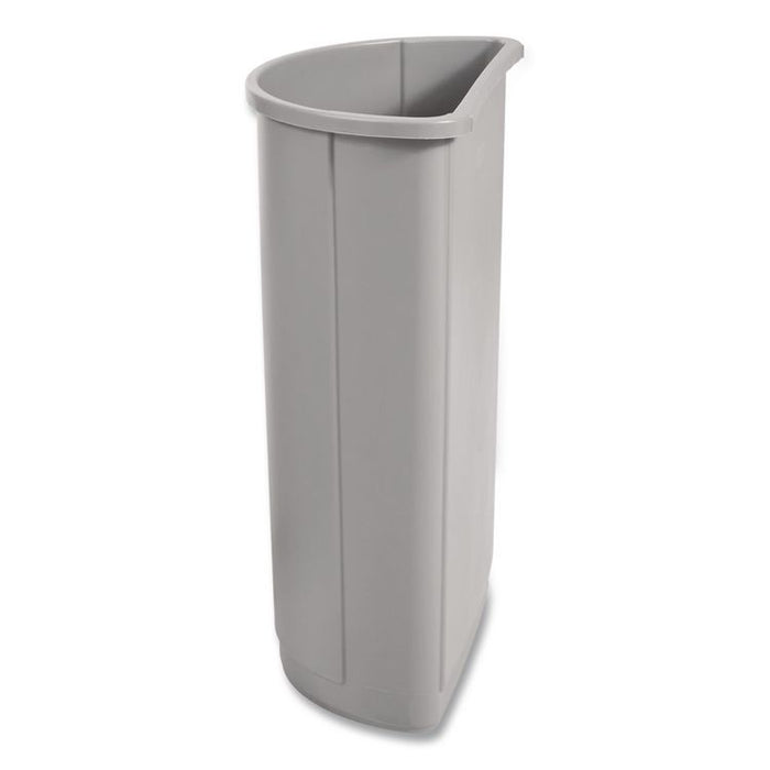 Untouchable Half-Round Plastic Receptacle, 21 gal, Plastic, Gray