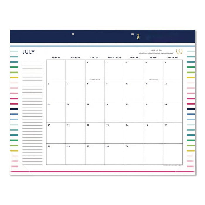Simplified by Emily Ley Academic Monthly Deskpad Calendar, 17 x 22, White Sheets, 12-Month (July to June): 2025 to 2026