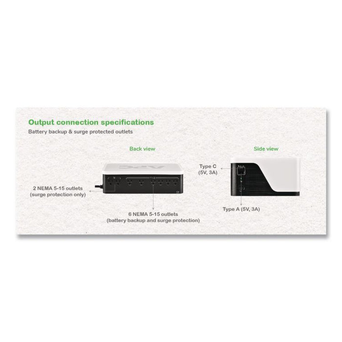 Back-UPS BE1050G3 Battery Backup System, 8 Outlets, 1,050 VA, 490 J