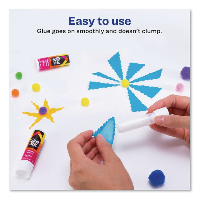 Permanent Glue Stic, 0.26 oz, Applies White, Dries Clear, 3/Pack