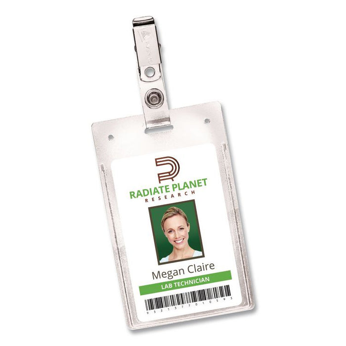 Heavy-Duty Badge Holders, Vertical, 2.25 x 3.5 Holder, Clear, 50/Box
