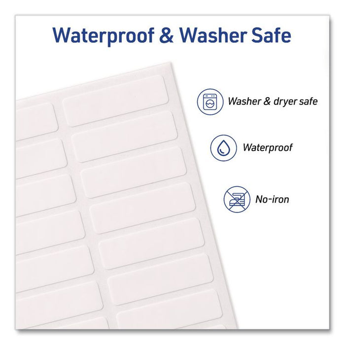 No-Iron Fabric Labels, Handwrite Only, 0.5 x 1.75, White, 18/Sheet, 10 Sheets/Pack