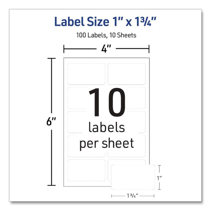No-Iron Fabric Labels, Handwrite Only, 1 x 1.75, White, 10/Sheet, 10 Sheets/Pack