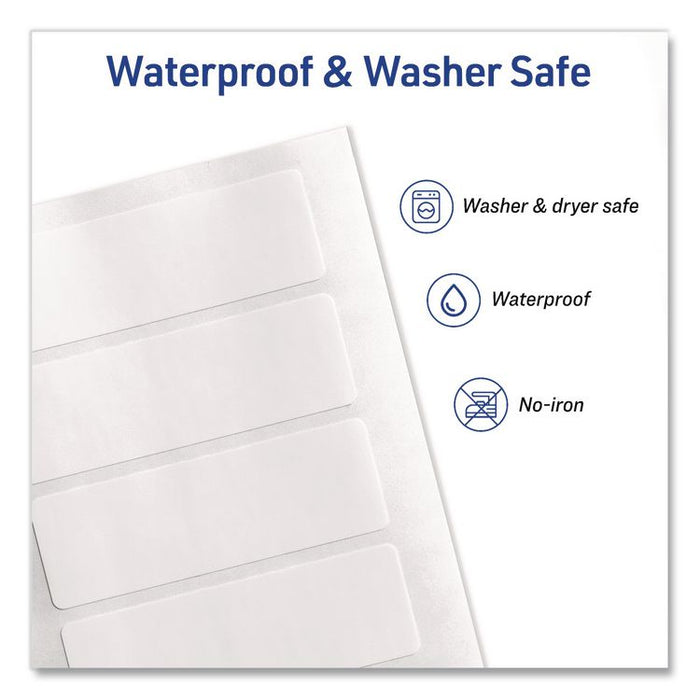 No-Iron Fabric Labels, Handwrite Only, 1 x 3, White, 5/Sheet, 10 Sheets/Pack