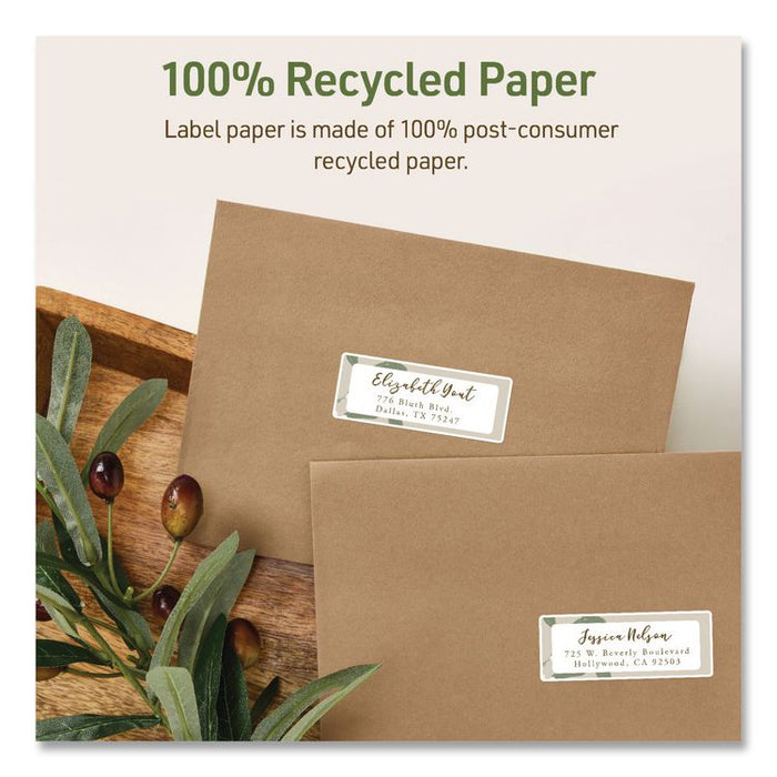 EcoFriendly Recycled Return Address Labels, Inkjet/Laser, 0.66 x 1.75, White, 60/Sheet, 10 Sheets/Pack