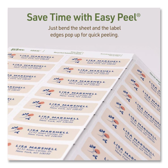 EcoFriendly Recycled Return Address Labels, Inkjet/Laser, 0.66 x 1.75, White, 60/Sheet, 10 Sheets/Pack