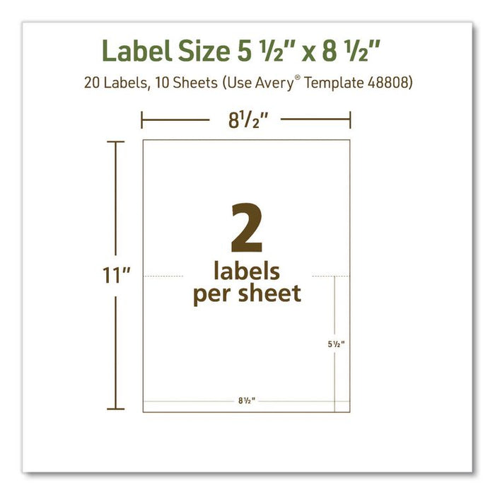 EcoFriendly Recycled Shipping Labels, Inkjet/Laser, 5.5 x 8.5, White, 2/Sheet, 10 Sheets/Pack