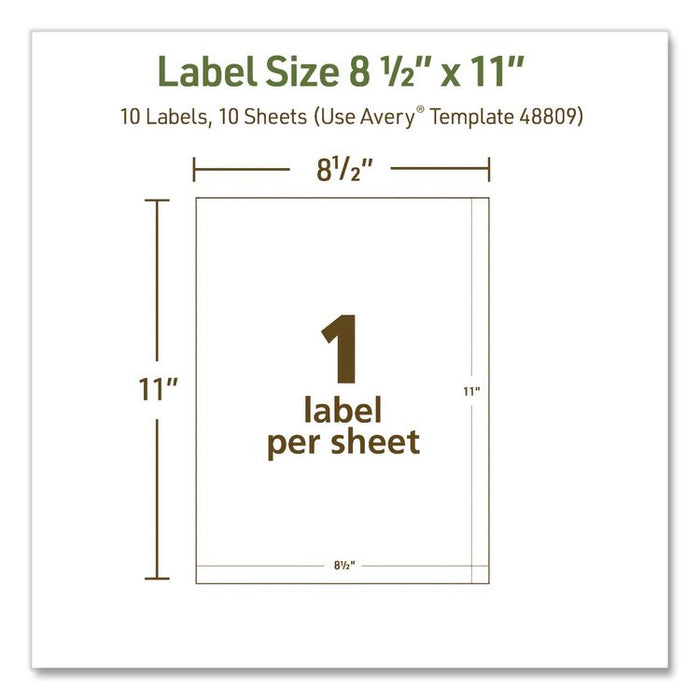 EcoFriendly Recycled Shipping Labels, Inkjet/Laser, 8.5 x 11, White, 1/Sheet, 10/Pack
