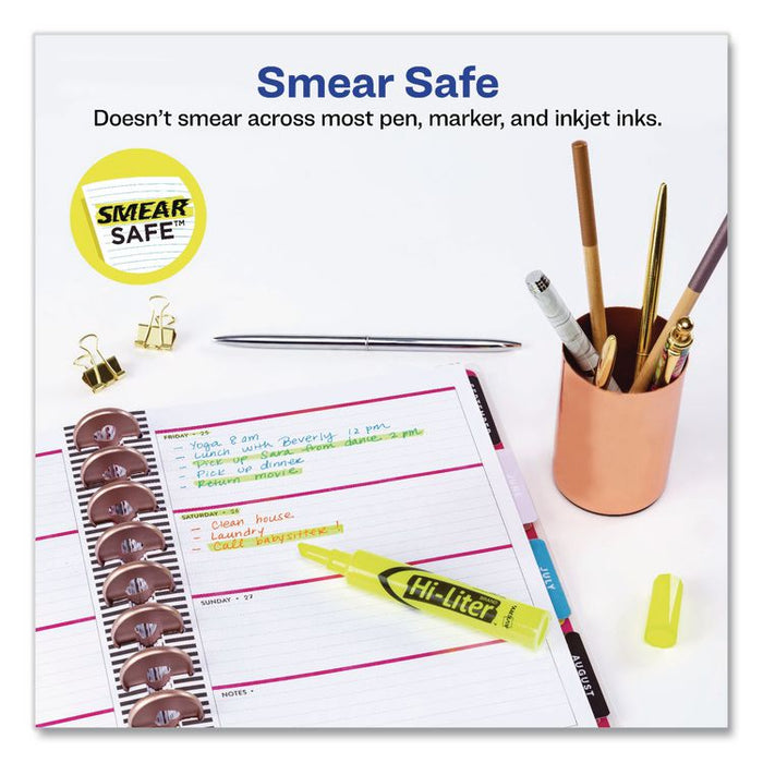HI-LITER Desk-Style Highlighters, Yellow Ink, Chisel Tip, Yellow Barrel, Dozen