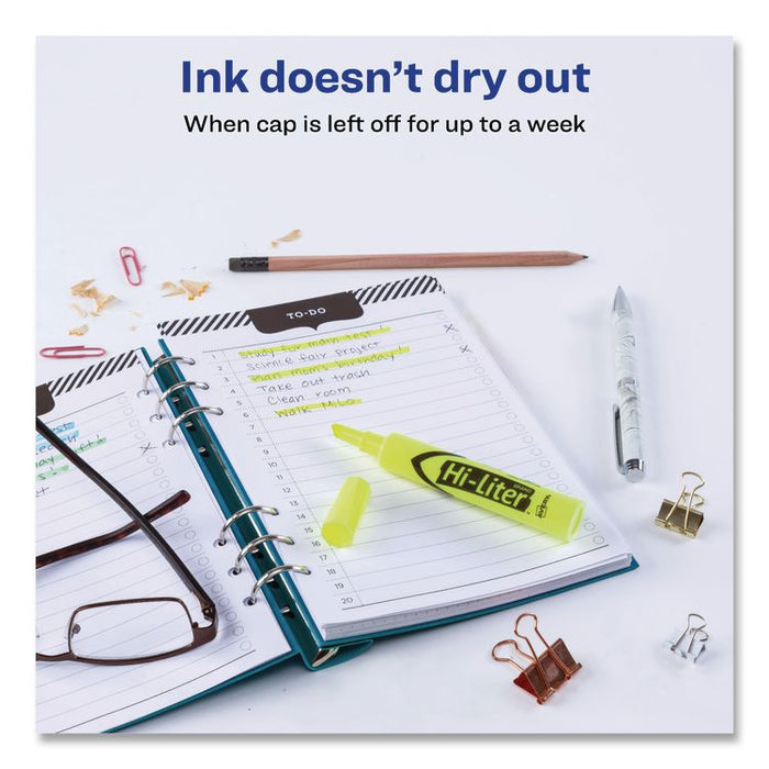 HI-LITER Desk-Style Highlighters, Yellow Ink, Chisel Tip, Yellow Barrel, Dozen