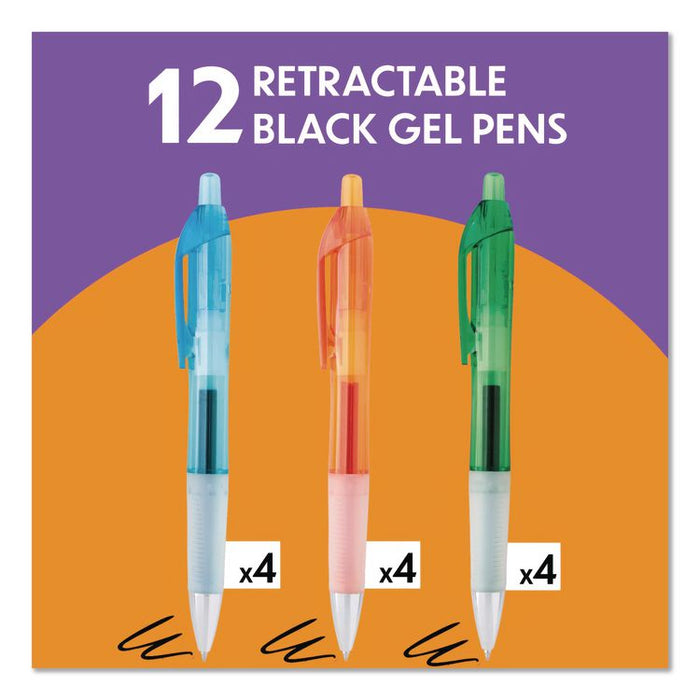 Intensity Clic Gel Pen, Medium 0.7 mm, Black Ink, Assorted Barrel Colors, 12/Box
