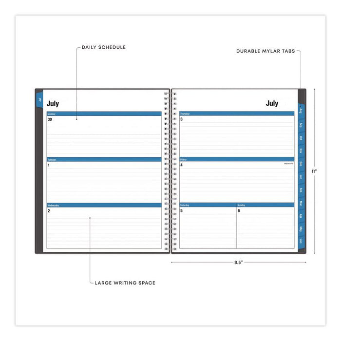 Collegiate Academic Year Weekly/Monthly Planner, 11 x 8.5, Charcoal Gray Cover, 12-Month: July 2025 to June 2026