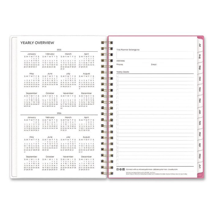 Roosevelt Pink Academic Weekly/Monthly Planner, Floral Artwork, 11 x 8.5, Pink/Gray Cover, 12-Month: July 2025 to June 2026
