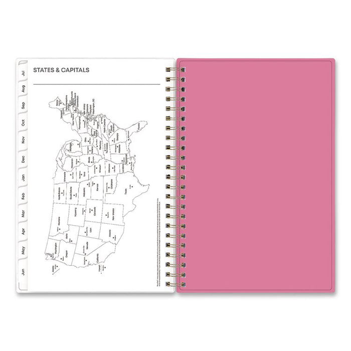 Roosevelt Pink Academic Weekly/Monthly Planner, Floral Artwork, 11 x 8.5, Pink/Gray Cover, 12-Month: July 2025 to June 2026
