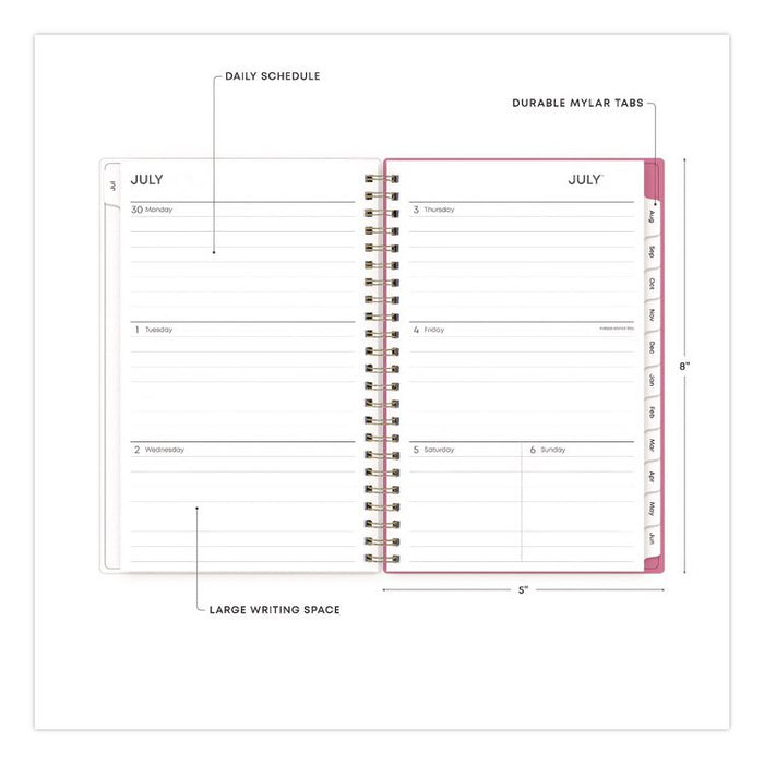Roosevelt Pink Academic Weekly/Monthly Planner, Floral Artwork, 11 x 8.5, Pink/Gray Cover, 12-Month: July 2025 to June 2026