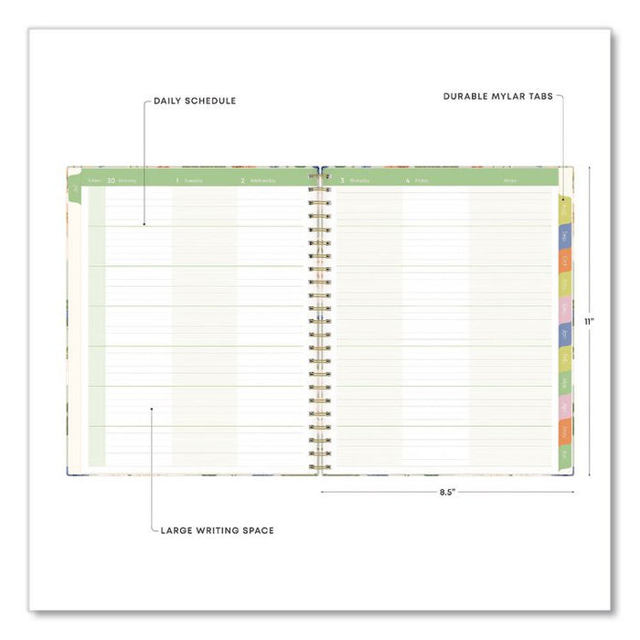 Franello Weekly/Monthly Lesson Planner, 9 Classes, Floral Artwork, Multicolor Cover, 11 x 8.5 Sheets, 40-Week Span, 2025-2026