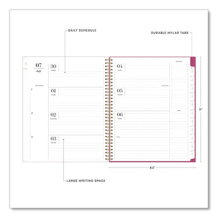 Sincerely Jules Helenora Academic Year Weekly/Monthly Planner, 11 x 8.5, Pink Floral Cover, 12-Month: July 2025 to June 2026