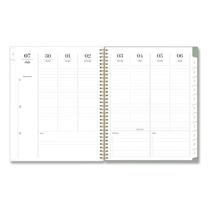 Sincerely Jules Kyla Green Academic Year Weekly/Monthly Planner, 11 x 8.5, Green/White Cover, 12-Month: July 2025 - June 2026