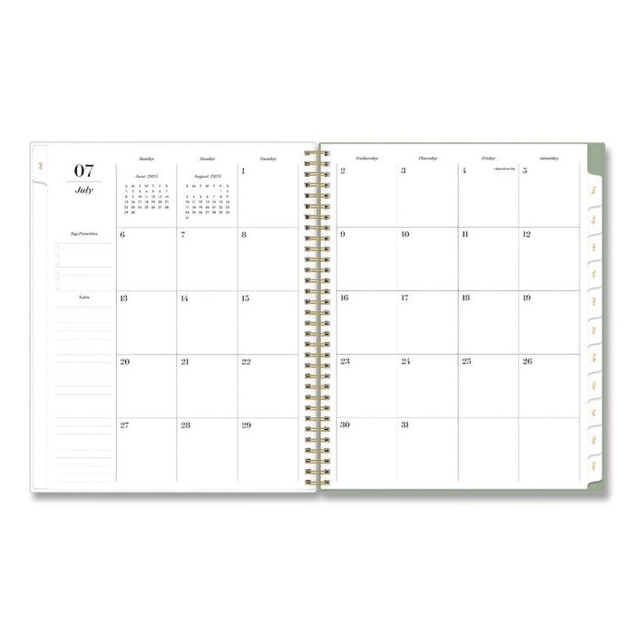 Sincerely Jules Kyla Green Academic Year Weekly/Monthly Planner, 11 x 8.5, Green/White Cover, 12-Month: July 2025 - June 2026