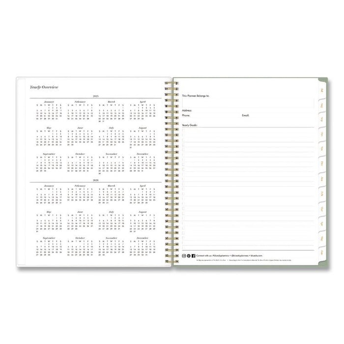 Sincerely Jules Kyla Green Academic Year Weekly/Monthly Planner, 11 x 8.5, Green/White Cover, 12-Month: July 2025 - June 2026