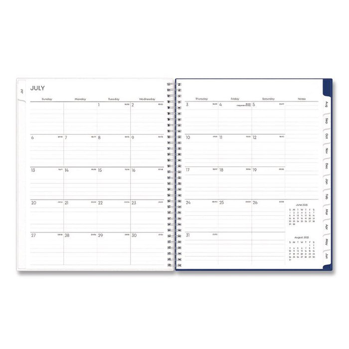 Blue Block Academic Year Weekly/Monthly Planner, 11 x 8.5, Blue Cover, 12-Month: July 2025 to June 2026