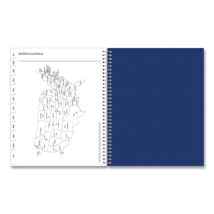 Blue Block Academic Year Weekly/Monthly Planner, 11 x 8.5, Blue Cover, 12-Month: July 2025 to June 2026