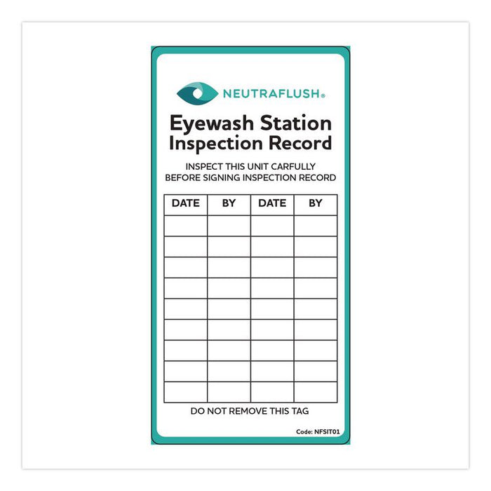 Eyewash Station Inspection Label, "Eyewash Station Inspection Record/Chart", 6" x 3", Green/Black/White