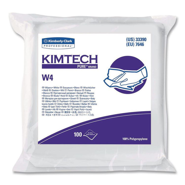 W4 Critical Task Wipers, Flat Double Bag, 3-Ply, 9 x 9, Unscented, White, 100/Bag, 5 Bags/Carton