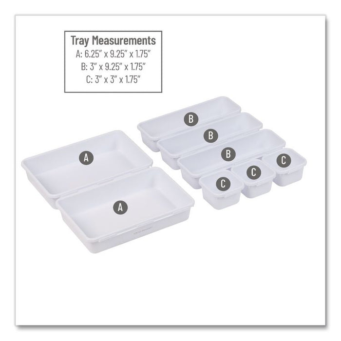 Eight-Piece Plastic Drawer Organizer, White
