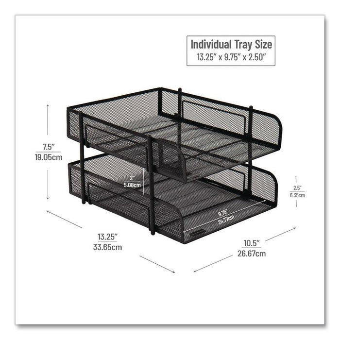 Metal Mesh Stackable Letter Tray, 2-Tier, Letter Size, 10.5 x 13.25 x 7.5, Black