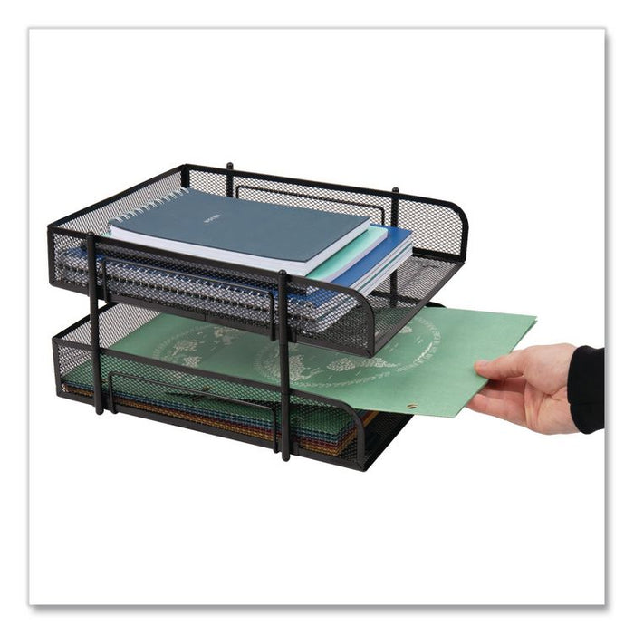 Metal Mesh Stackable Letter Tray, 2-Tier, Letter Size, 10.5 x 13.25 x 7.5, Black