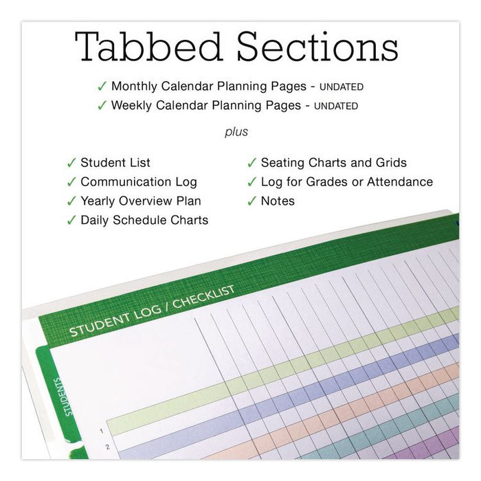 Deluxe Spring Floral Undated Weekly/Monthly Teacher's Lesson Planner, 7 Classes, Multicolor Cover, 11 x 8.5, 52-Week Span