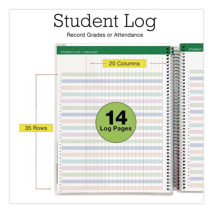 Deluxe Spring Floral Undated Weekly/Monthly Teacher's Lesson Planner, 7 Classes, Multicolor Cover, 11 x 8.5, 52-Week Span