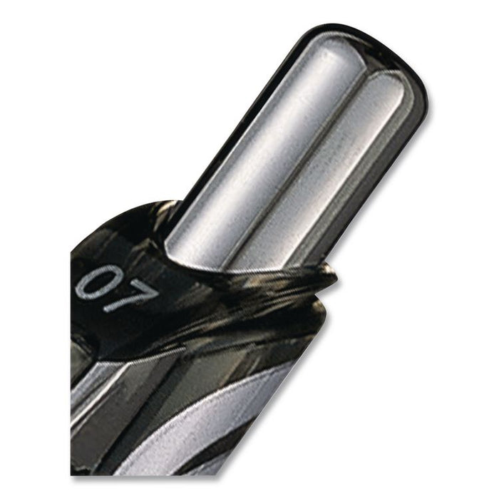 EnerGel RTX Deluxe Gel Pen, Retractable, Medium 0.7 mm, Black Ink, Silver/Black Barrel, Dozen