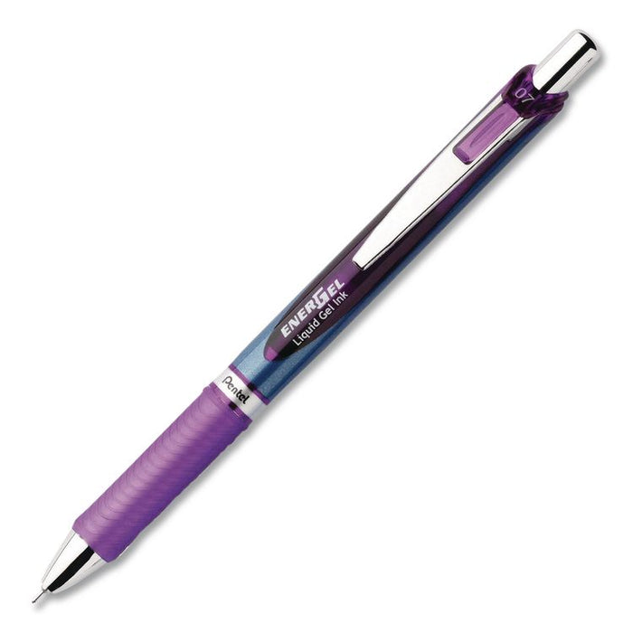 EnerGel RTX Deluxe Gel Pen, Retractable, Medium 0.7 mm, Violet Ink, Violet/Blue Barrel, Dozen