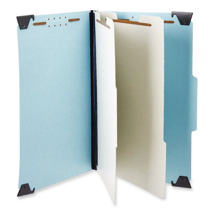 Hanging Classification Folders with Dividers, 2 Dividers, 2/5-Cut Exterior Tabs, Letter Size, Light Blue, 10/Box