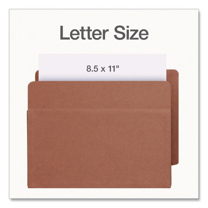 End Tab File Pocket, 7" Expansion, Letter Size, Brown, 5/Box
