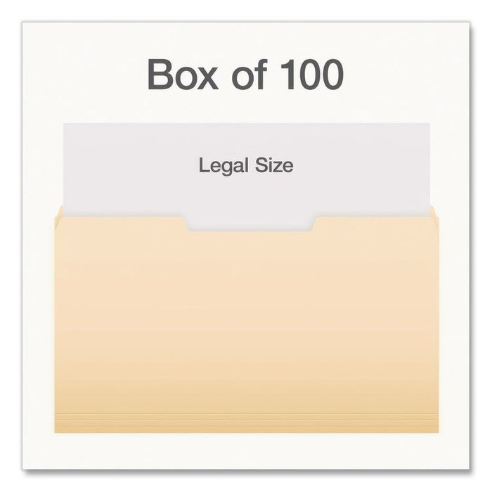 Manila File Folders, 1/3-Cut Tabs: Center Position, Legal Size, 0.75" Expansion, Manila, 100/Box