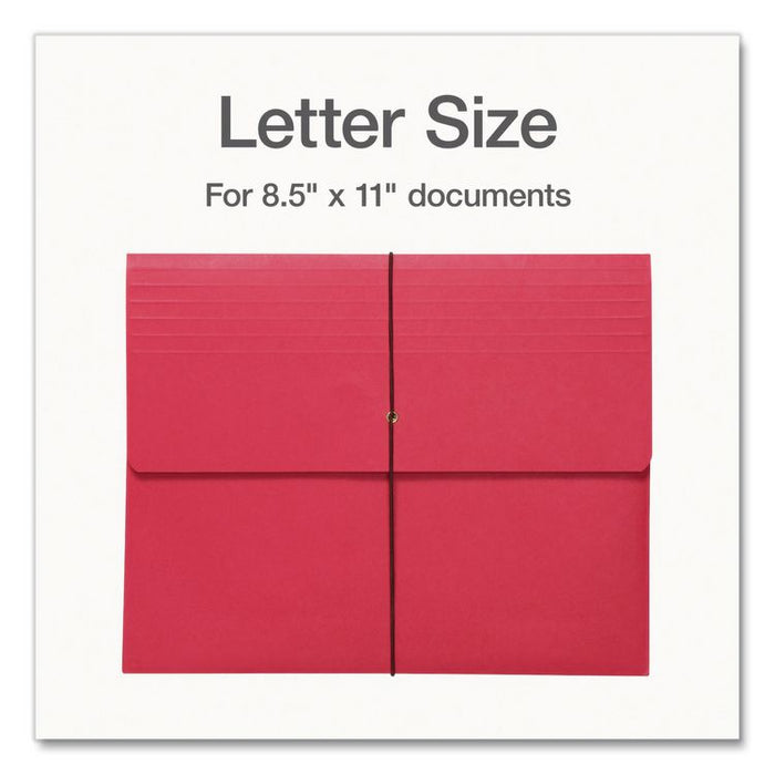 Expanding Wallet with Elastic Closure, 2" Expansion, 1 Section, Letter Size, Red, 10/Box