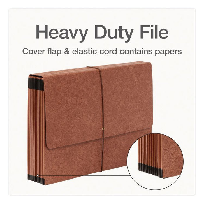 Heavy-Duty Expanding File Monthly Index, 5.25" Expansion, 12 Sections, Elastic Band Closure, 1/3-Cut Tabs, Legal Size, Brown