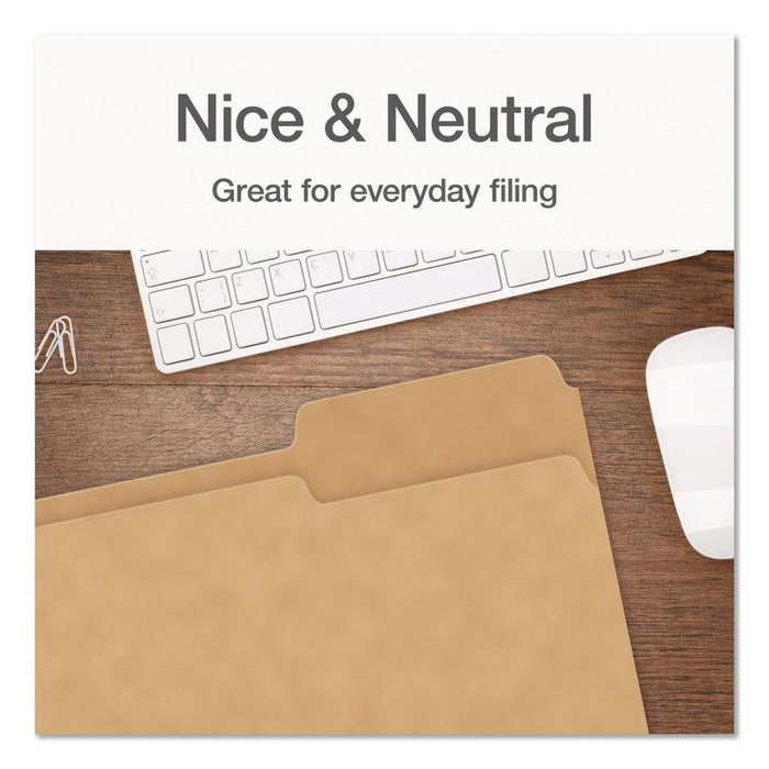 Kraft File Folders, 1/3-Cut Tabs: Assorted, Letter Size, 0.75" Expansion, Kraft, 50/Box
