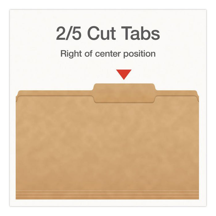 Kraft File Folders, 2/5-Cut Tabs: Right of Center, Legal Size, 0.75" Expansion, Kraft, 50/Box