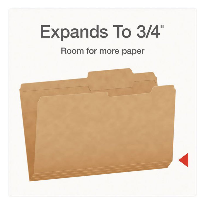 Kraft File Folders, 2/5-Cut Tabs: Right of Center, Legal Size, 0.75" Expansion, Kraft, 50/Box