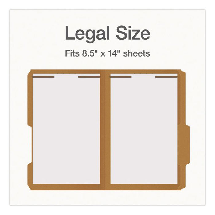Kraft Fastener Folders, 2/5-Cut Tab: Right of Center, Expands 0.75", 2 Fasteners, Legal Size, Kraft, 50/Box